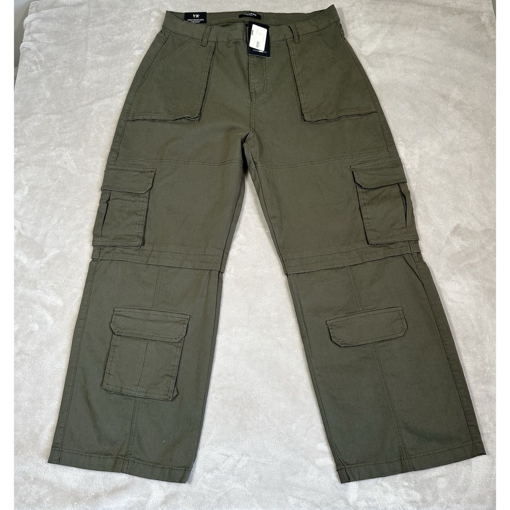 American Bazi Pants Womens 1X 36x29 Green Baggy Wide Leg Cargo Stretch